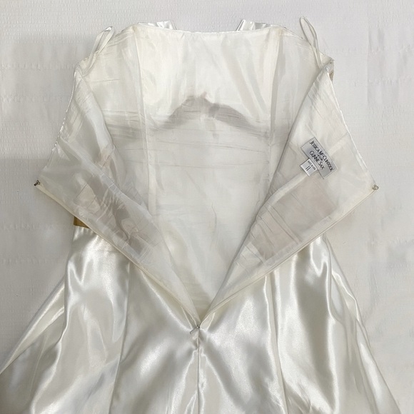 JESSICA MCCLINTOCK FOR GUNNE SAX WHITE GOLD SATIN STRAPLESS BRIDAL PROM DRESS - Picture 9 of 9